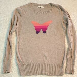 Y2K Vintage Crewneck Sweater with Butterfly Lightweight Spring Sweater